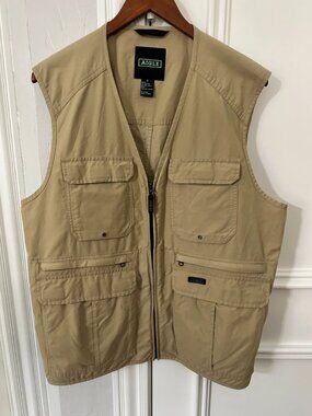 Aigle Men's XL Khaki Multi-Pocket Fishing Style Outdoor Utility Vest Gorpcore